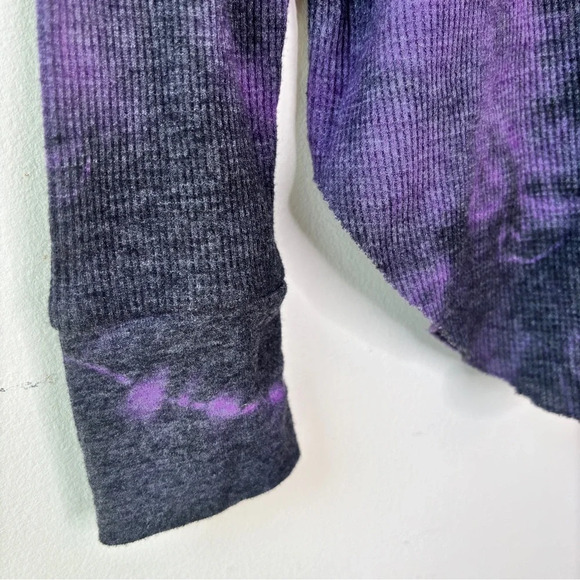 Michael Stars Black Purpler Tie Dye Marcy Cowl Neck Storm Wash Thermal Sz S NWT - Picture 5 of 13